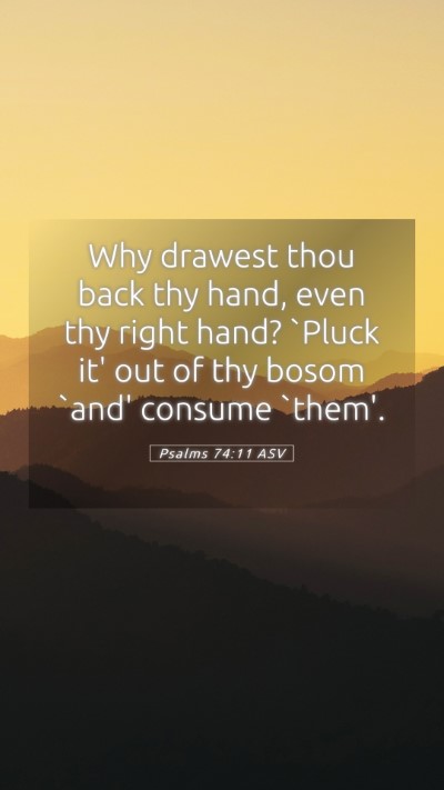 Picture 05 - Psalms 74:11 ASV Mobile Phone Wallpaper - Why drawest thou back thy hand, even thy right - Mobile Bible Verse Wallpaper