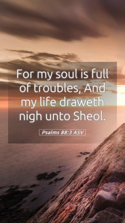 Picture 05 - Psalms 88:3 ASV Mobile Phone Wallpaper - For my soul is full of troubles, And my life - Mobile Bible Verse Wallpaper