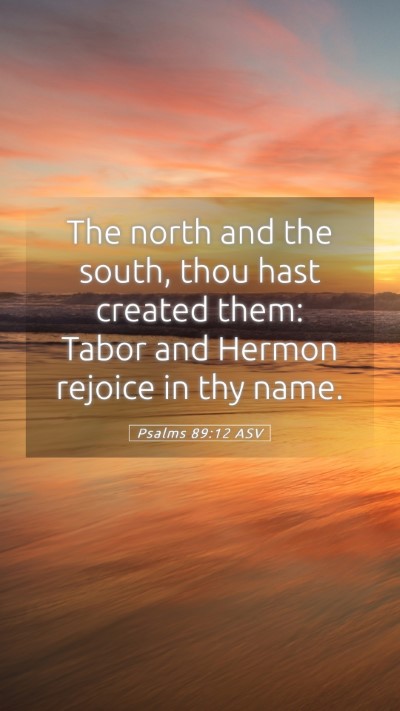 Picture 05 - Psalms 89:12 ASV Mobile Phone Wallpaper - The north and the south, thou hast created them: - Mobile Bible Verse Wallpaper