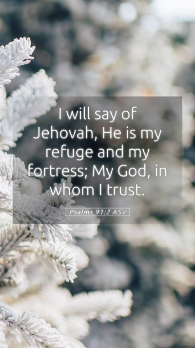 Picture 05 - Psalms 91:2 ASV Mobile Phone Wallpaper - I will say of Jehovah, He is my refuge and my - Mobile Bible Verse Wallpaper