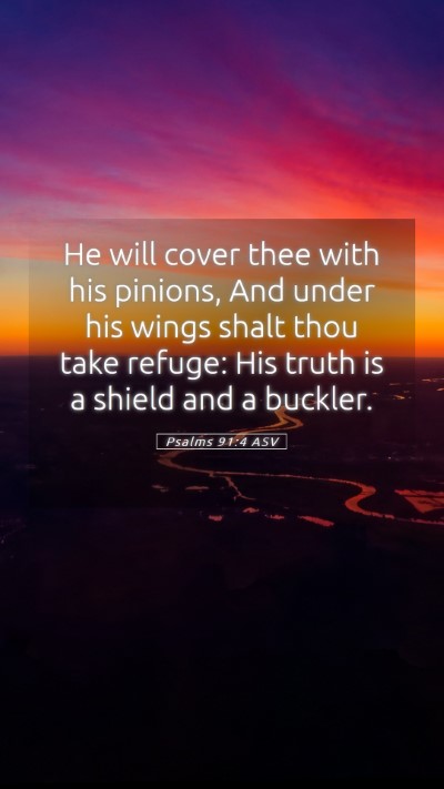 Picture 05 - Psalms 91:4 ASV Mobile Phone Wallpaper - He will cover thee with his pinions, And under - Mobile Bible Verse Wallpaper