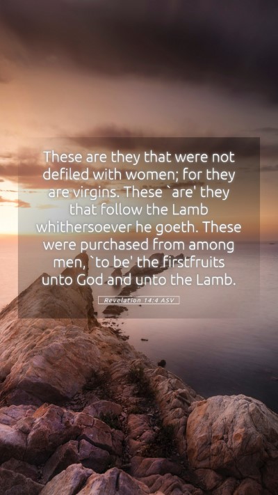 Picture 05 - Revelation 14:4 ASV Mobile Phone Wallpaper - These are they that were not defiled with women; - Mobile Bible Verse Wallpaper
