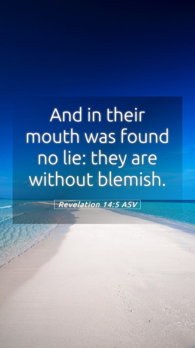 Picture 05 - Revelation 14:5 ASV Mobile Phone Wallpaper - And in their mouth was found no lie: they are - Mobile Bible Verse Wallpaper