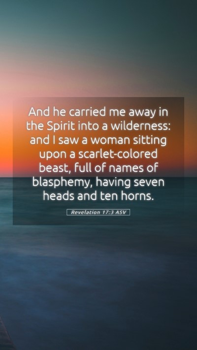 Picture 05 - Revelation 17:3 ASV Mobile Phone Wallpaper - And he carried me away in the Spirit into a - Mobile Bible Verse Wallpaper