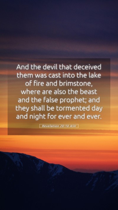 Picture 05 - Revelation 20:10 ASV Mobile Phone Wallpaper - And the devil that deceived them was cast into - Mobile Bible Verse Wallpaper