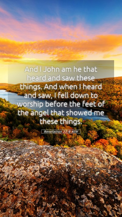 Picture 05 - Revelation 22:8 ASV Mobile Phone Wallpaper - And I John am he that heard and saw these things. - Mobile Bible Verse Wallpaper