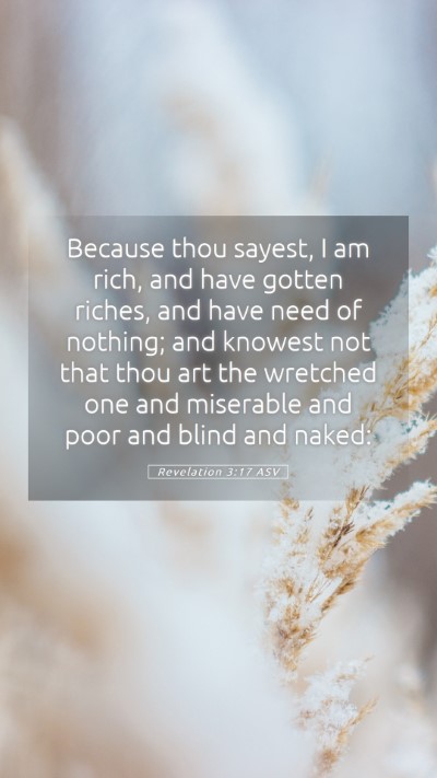 Picture 05 - Revelation 3:17 ASV Mobile Phone Wallpaper - Because thou sayest, I am rich, and have gotten - Mobile Bible Verse Wallpaper