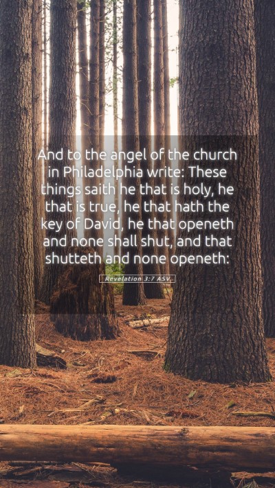 Picture 05 - Revelation 3:7 ASV Mobile Phone Wallpaper - And to the angel of the church in Philadelphia - Mobile Bible Verse Wallpaper
