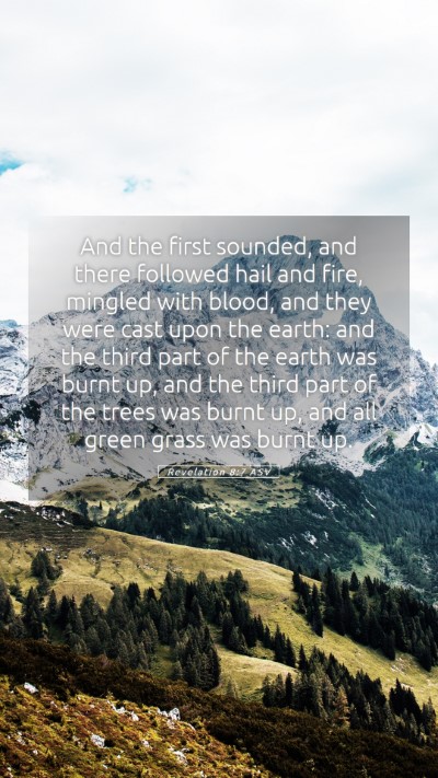 Picture 05 - Revelation 8:7 ASV Mobile Phone Wallpaper - And the first sounded, and there followed hail - Mobile Bible Verse Wallpaper
