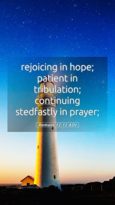 Picture 05 - Romans 12:12 ASV Mobile Phone Wallpaper - rejoicing in hope; patient in tribulation; - Mobile Bible Verse Wallpaper