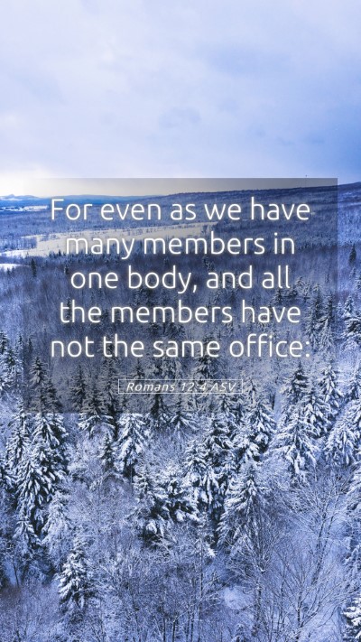 Picture 05 - Romans 12:4 ASV Mobile Phone Wallpaper - For even as we have many members in one body, and - Mobile Bible Verse Wallpaper