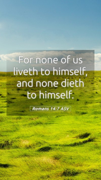 Picture 05 - Romans 14:7 ASV Mobile Phone Wallpaper - For none of us liveth to himself, and none dieth - Mobile Bible Verse Wallpaper