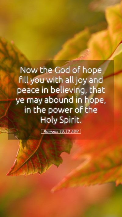 Picture 05 - Romans 15:13 ASV Mobile Phone Wallpaper - Now the God of hope fill you with all joy and - Mobile Bible Verse Wallpaper
