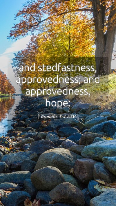 Picture 05 - Romans 5:4 ASV Mobile Phone Wallpaper - and stedfastness, approvedness; and approvedness, - Mobile Bible Verse Wallpaper