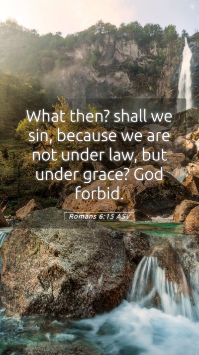 Picture 05 - Romans 6:15 ASV Mobile Phone Wallpaper - What then? shall we sin, because we are not under - Mobile Bible Verse Wallpaper