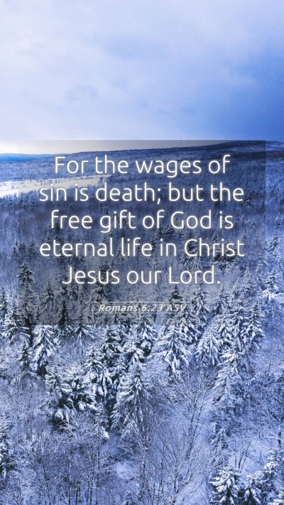 Picture 05 - Romans 6:23 ASV Mobile Phone Wallpaper - For the wages of sin is death; but the free gift - Mobile Bible Verse Wallpaper