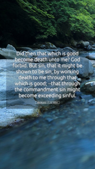 Picture 05 - Romans 7:13 ASV Mobile Phone Wallpaper - Did then that which is good become death unto me? - Mobile Bible Verse Wallpaper