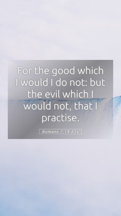 Picture 05 - Romans 7:19 ASV Mobile Phone Wallpaper - For the good which I would I do not: but the evil - Mobile Bible Verse Wallpaper