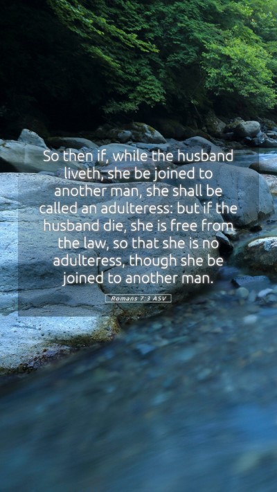 Picture 05 - Romans 7:3 ASV Mobile Phone Wallpaper - So then if, while the husband liveth, she be - Mobile Bible Verse Wallpaper