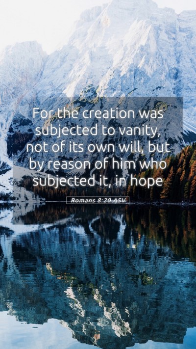 Picture 05 - Romans 8:20 ASV Mobile Phone Wallpaper - For the creation was subjected to vanity, not of - Mobile Bible Verse Wallpaper