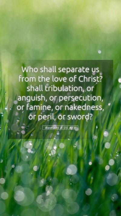 Picture 05 - Romans 8:35 ASV Mobile Phone Wallpaper - Who shall separate us from the love of Christ? - Mobile Bible Verse Wallpaper