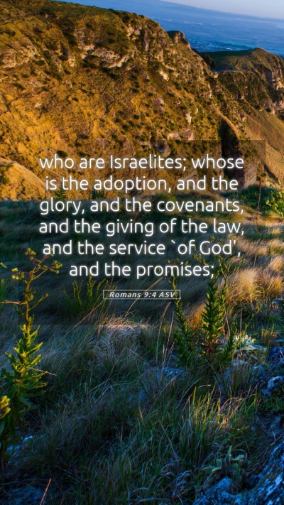 Picture 05 - Romans 9:4 ASV Mobile Phone Wallpaper - who are Israelites; whose is the adoption, and - Mobile Bible Verse Wallpaper