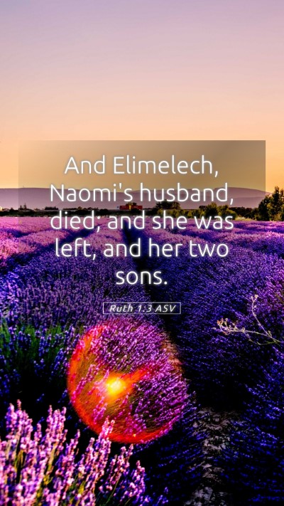Picture 05 - Ruth 1:3 ASV Mobile Phone Wallpaper - And Elimelech, Naomi's husband, died; and she was - Mobile Bible Verse Wallpaper