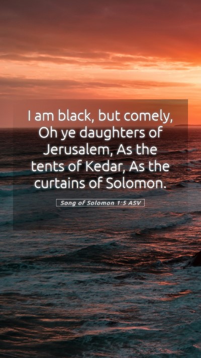 Picture 05 - Song of Solomon 1:5 ASV Mobile Phone Wallpaper - I am black, but comely, Oh ye daughters of - Mobile Bible Verse Wallpaper