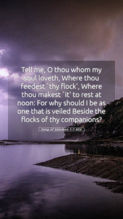 Picture 05 - Song of Solomon 1:7 ASV Mobile Phone Wallpaper - Tell me, O thou whom my soul loveth, Where thou - Mobile Bible Verse Wallpaper