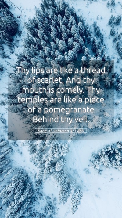 Picture 05 - Song of Solomon 4:3 ASV Mobile Phone Wallpaper - Thy lips are like a thread of scarlet, And thy - Mobile Bible Verse Wallpaper