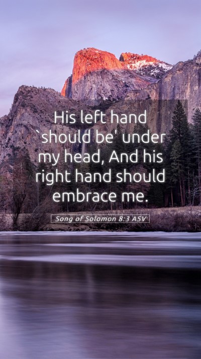 Picture 05 - Song of Solomon 8:3 ASV Mobile Phone Wallpaper - His left hand `should be' under my head, And his - Mobile Bible Verse Wallpaper