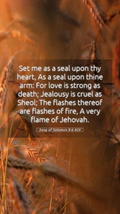 Picture 05 - Song of Solomon 8:6 ASV Mobile Phone Wallpaper - Set me as a seal upon thy heart, As a seal upon - Mobile Bible Verse Wallpaper