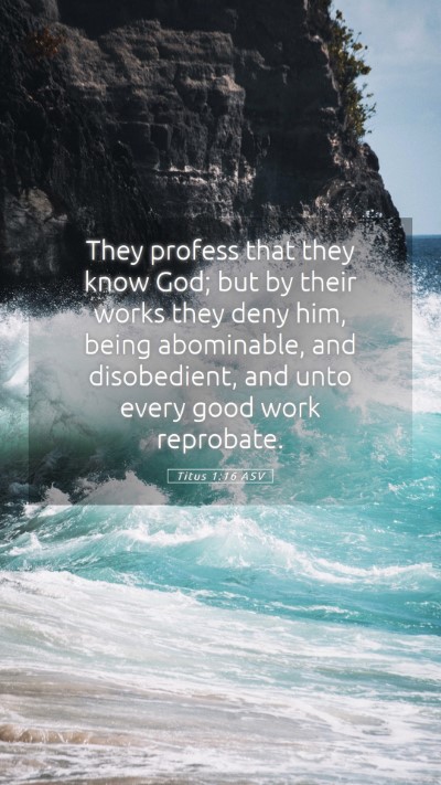 Picture 05 - Titus 1:16 ASV Mobile Phone Wallpaper - They profess that they know God; but by their - Mobile Bible Verse Wallpaper