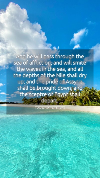 Picture 05 - Zechariah 10:11 ASV Mobile Phone Wallpaper - And he will pass through the sea of affliction, - Mobile Bible Verse Wallpaper