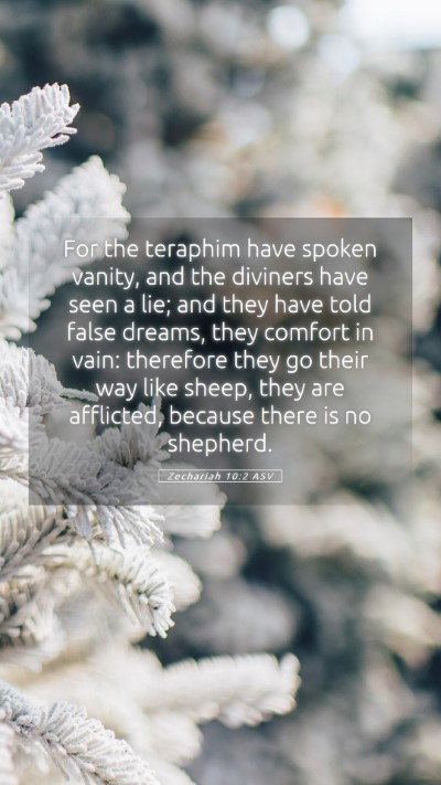 Picture 05 - Zechariah 10:2 ASV Mobile Phone Wallpaper - For the teraphim have spoken vanity, and the - Mobile Bible Verse Wallpaper