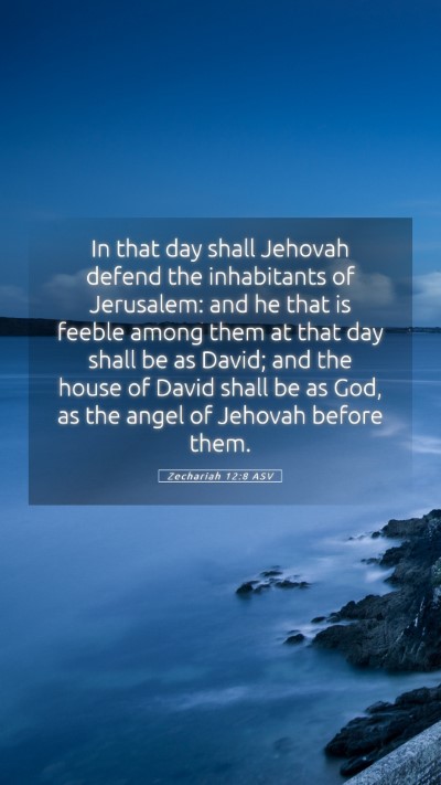 Picture 05 - Zechariah 12:8 ASV Mobile Phone Wallpaper - In that day shall Jehovah defend the inhabitants - Mobile Bible Verse Wallpaper
