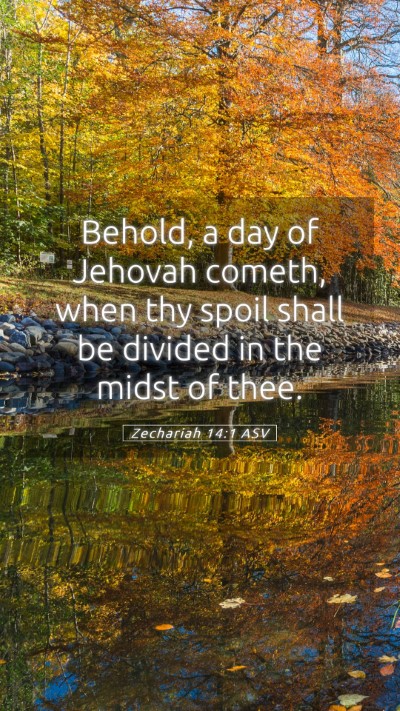 Picture 05 - Zechariah 14:1 ASV Mobile Phone Wallpaper - Behold, a day of Jehovah cometh, when thy spoil - Mobile Bible Verse Wallpaper