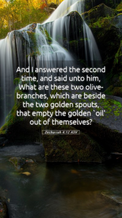Picture 05 - Zechariah 4:12 ASV Mobile Phone Wallpaper - And I answered the second time, and said unto - Mobile Bible Verse Wallpaper