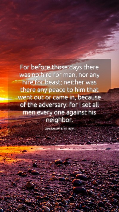 Picture 05 - Zechariah 8:10 ASV Mobile Phone Wallpaper - For before those days there was no hire for man, - Mobile Bible Verse Wallpaper