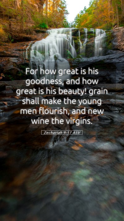 Picture 05 - Zechariah 9:17 ASV Mobile Phone Wallpaper - For how great is his goodness, and how great is - Mobile Bible Verse Wallpaper
