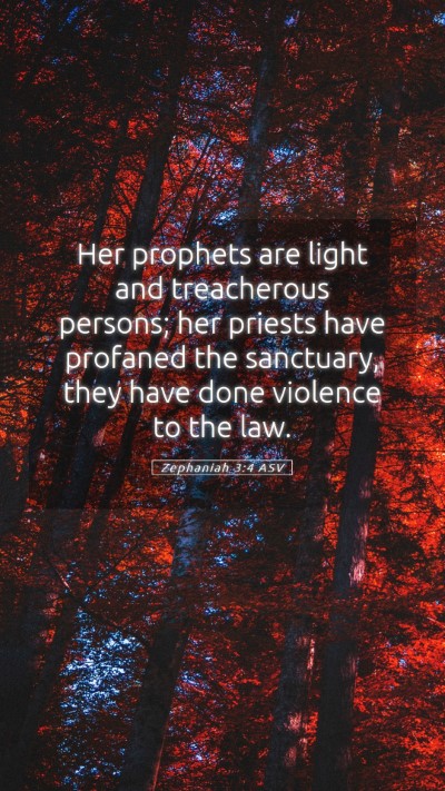 Picture 05 - Zephaniah 3:4 ASV Mobile Phone Wallpaper - Her prophets are light and treacherous persons; - Mobile Bible Verse Wallpaper