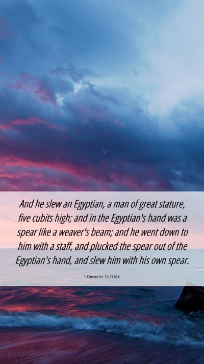 Picture 06 - 1 Chronicles 11:23 ASV Mobile Phone Wallpaper - And he slew an Egyptian, a man of great stature, - Mobile Bible Verse Wallpaper