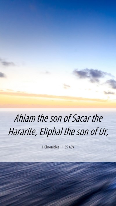 Picture 06 - 1 Chronicles 11:35 ASV Mobile Phone Wallpaper - Ahiam the son of Sacar the Hararite, Eliphal the - Mobile Bible Verse Wallpaper