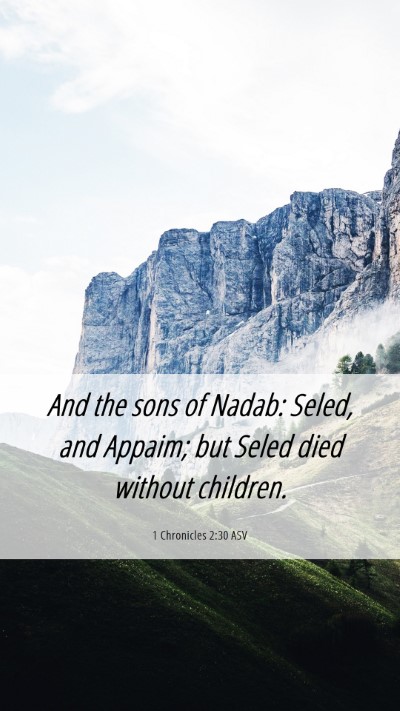 Picture 06 - 1 Chronicles 2:30 ASV Mobile Phone Wallpaper - And the sons of Nadab: Seled, and Appaim; but - Mobile Bible Verse Wallpaper