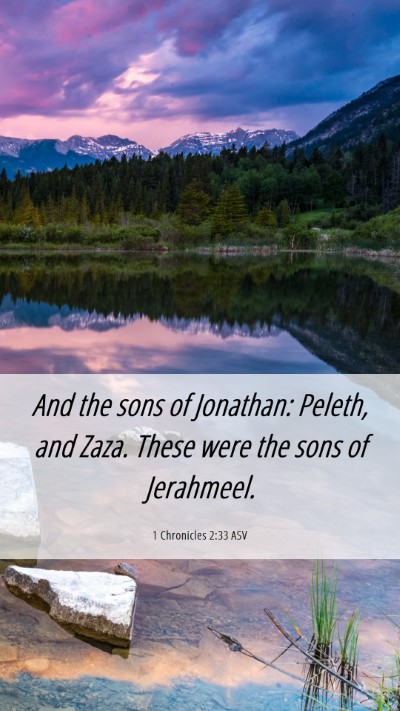 Picture 06 - 1 Chronicles 2:33 ASV Mobile Phone Wallpaper - And the sons of Jonathan: Peleth, and Zaza. These - Mobile Bible Verse Wallpaper