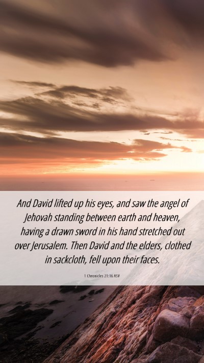 Picture 06 - 1 Chronicles 21:16 ASV Mobile Phone Wallpaper - And David lifted up his eyes, and saw the angel - Mobile Bible Verse Wallpaper