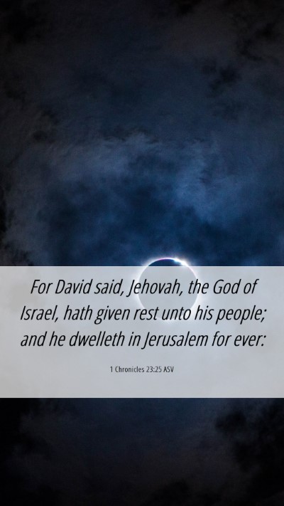 Picture 06 - 1 Chronicles 23:25 ASV Mobile Phone Wallpaper - For David said, Jehovah, the God of Israel, hath - Mobile Bible Verse Wallpaper