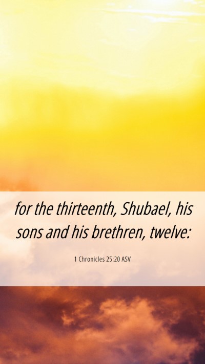 Picture 06 - 1 Chronicles 25:20 ASV Mobile Phone Wallpaper - for the thirteenth, Shubael, his sons and his - Mobile Bible Verse Wallpaper