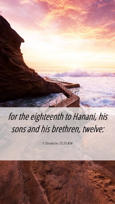 Picture 06 - 1 Chronicles 25:25 ASV Mobile Phone Wallpaper - for the eighteenth to Hanani, his sons and his - Mobile Bible Verse Wallpaper