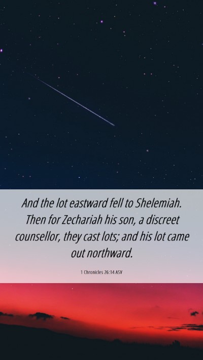 Picture 06 - 1 Chronicles 26:14 ASV Mobile Phone Wallpaper - And the lot eastward fell to Shelemiah. Then for - Mobile Bible Verse Wallpaper